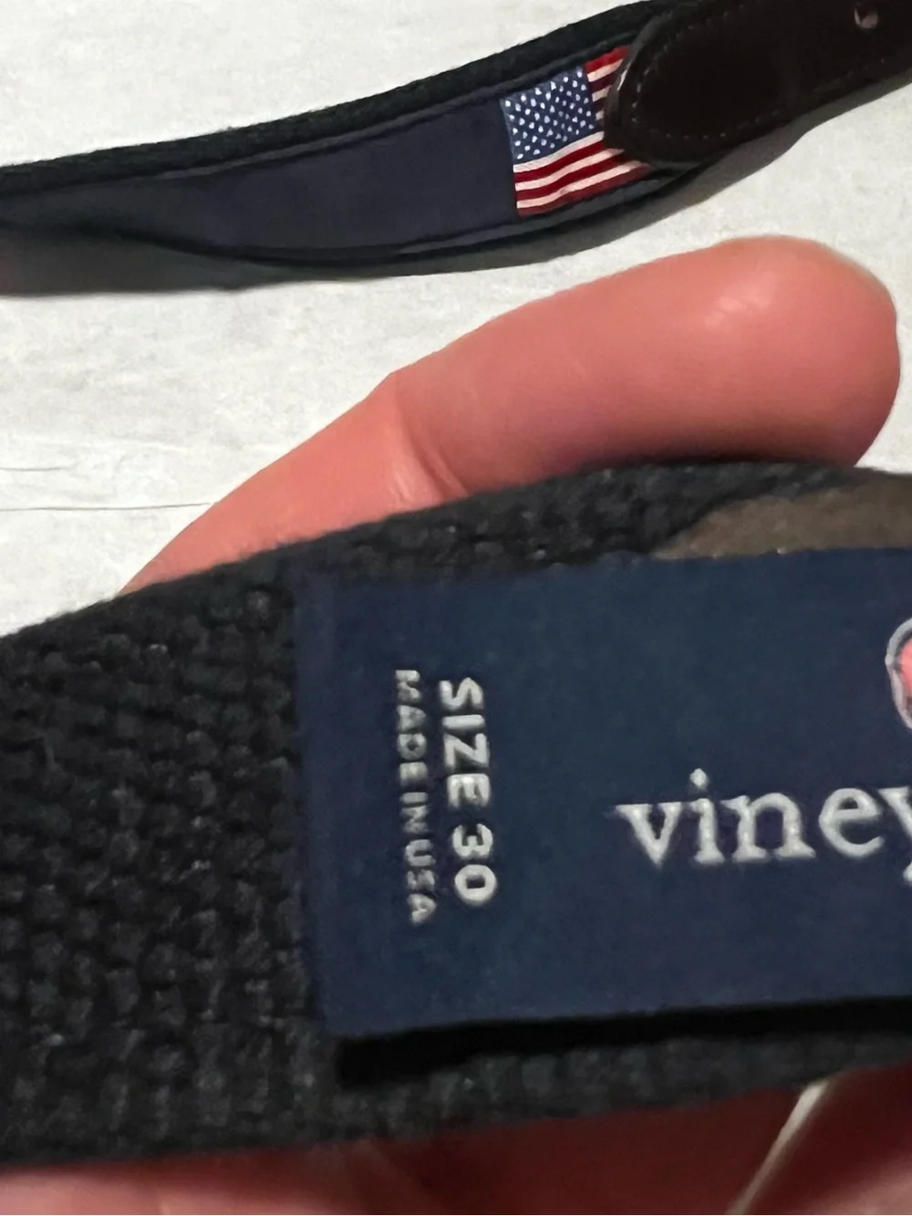 Vineyard Vines American Flags Canvas Club Belt, size 30
